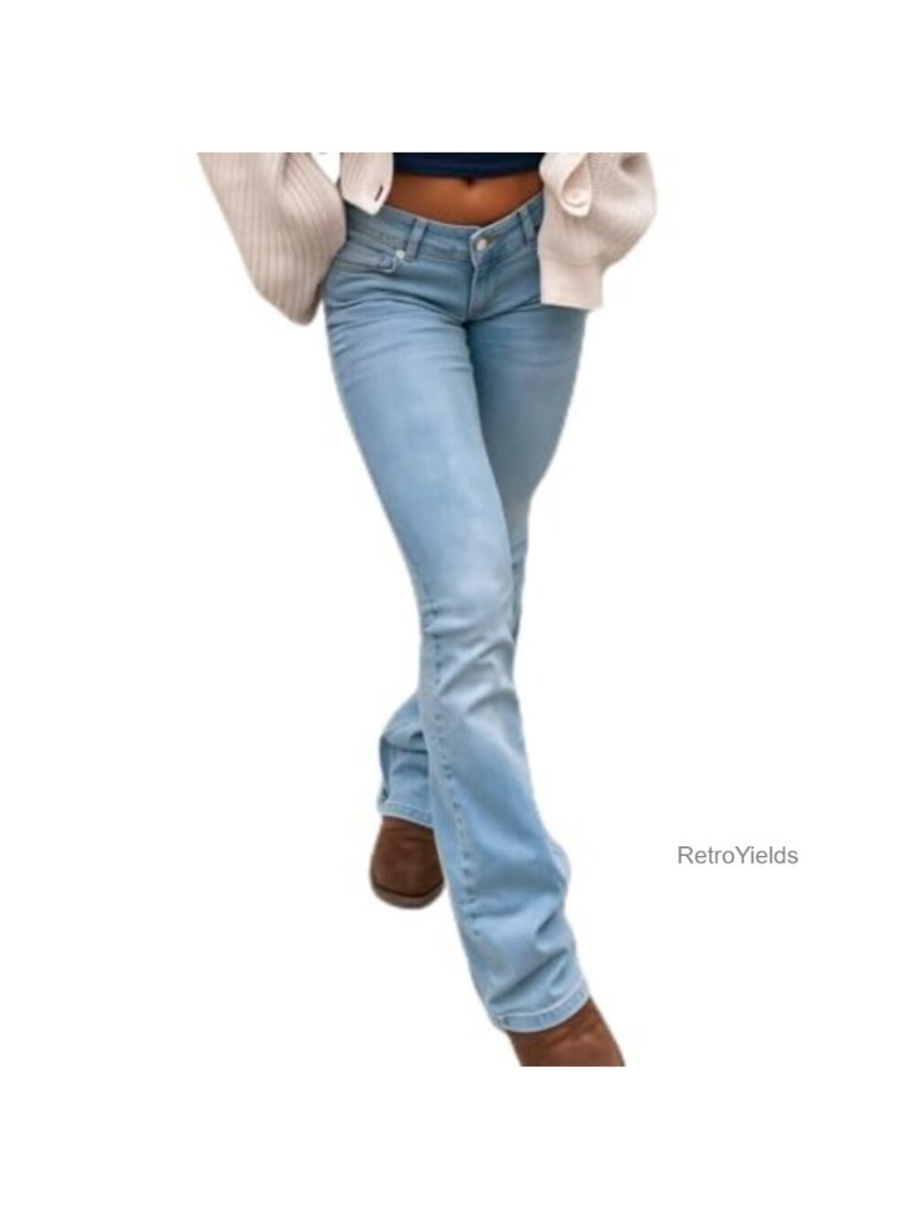 High Waisted Skinny Bell Bottom Flare Jeans Stretch Slim Fit Denim Pants